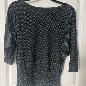 LOFT Black and White Geometric Top